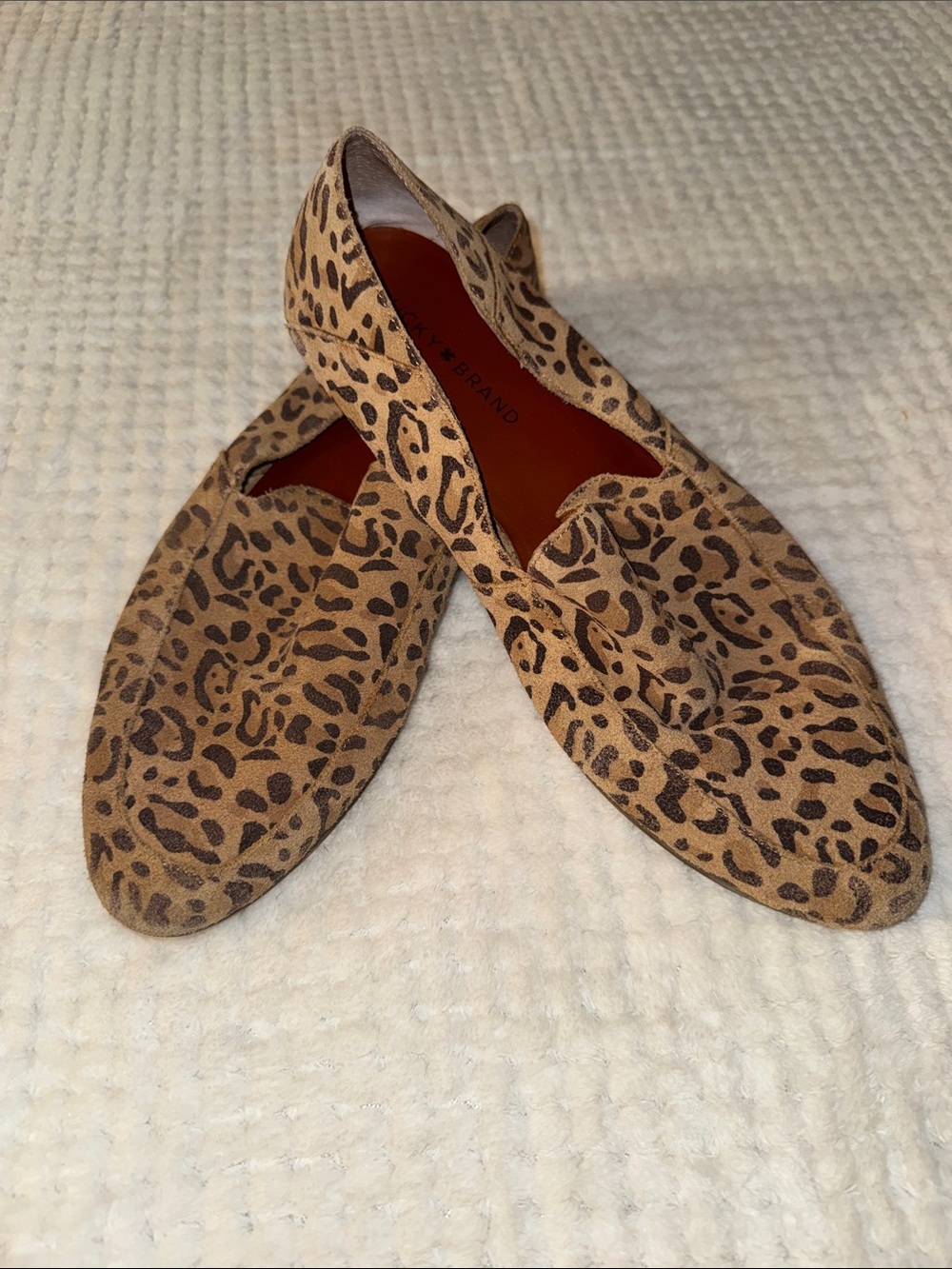 Leopard Print Suede Loafers - Brown